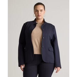 Quince Ultra Stretch Ponte Stand collar Blazer Size L NWT Navy